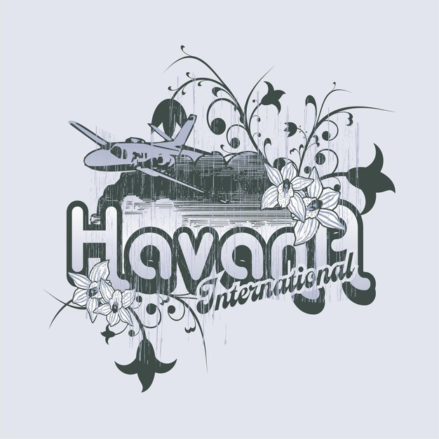 Havana internationale vliegtuig floral vector