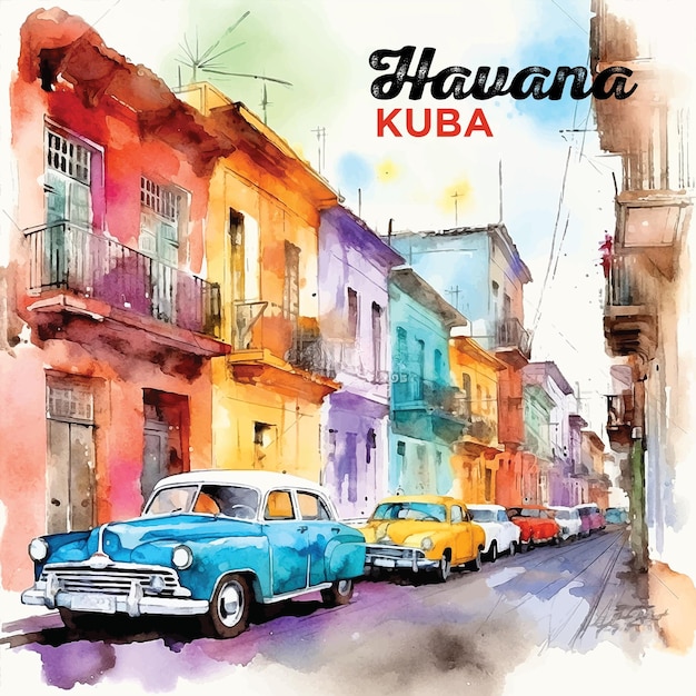 Havana Kuba aquarelverf