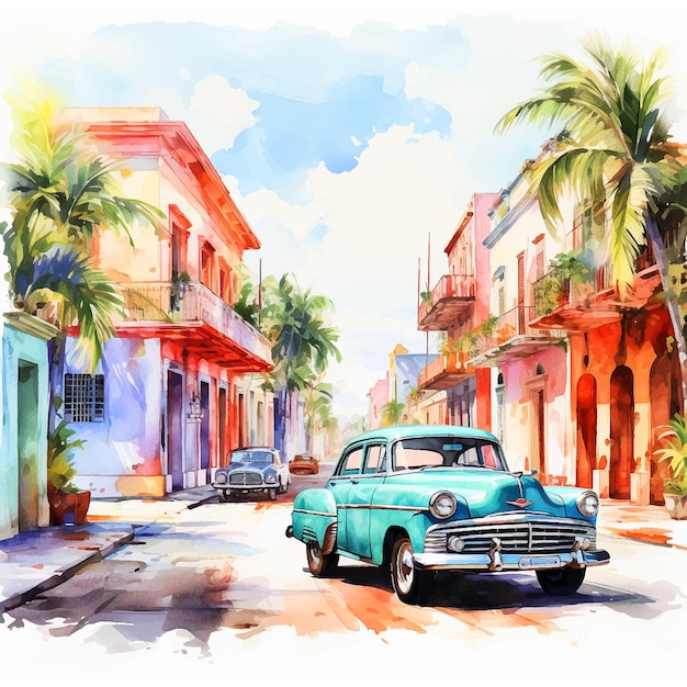 Havana vector aquarel schilderkunst