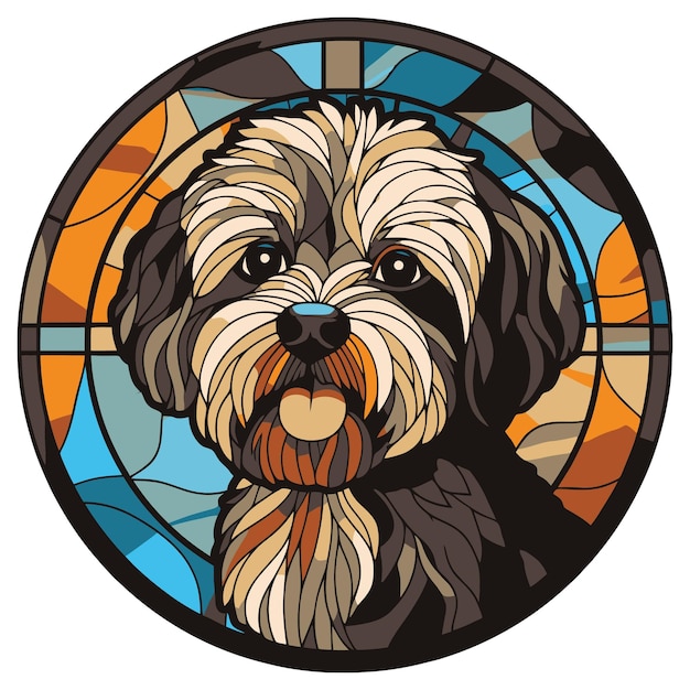 Vector havanese dog breed watercolor stained glass colorful painting vector graphic illustration