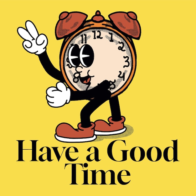 Have a Good time With Clock Groovy Character Design