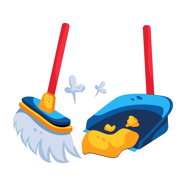 Vector have a look at broom cleaning flat icon
