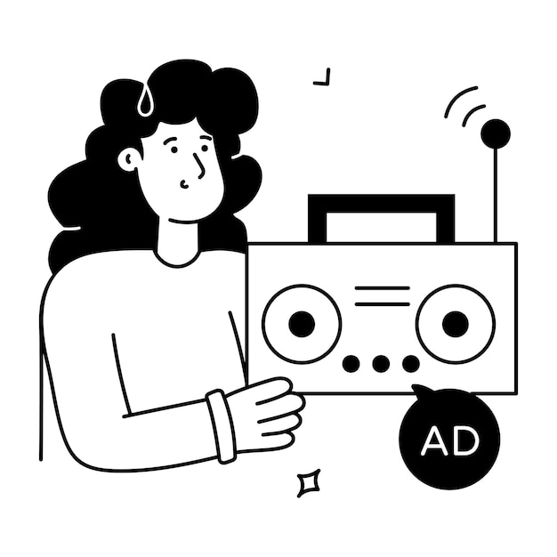 Have a look at modern glyph illustration of radio advertisement