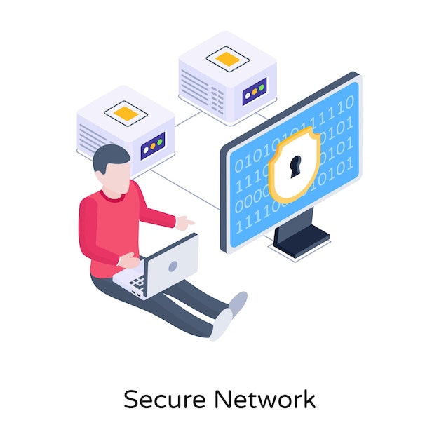 Have a look at this editable isometric icon of secure network