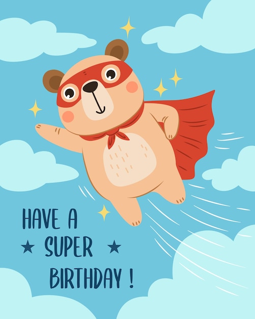 Have a super birthday with super dog illustration kids birthday invitation