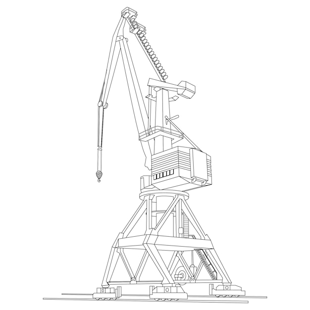 Havenkraanoverzicht voor het laden en lossen van vrachtschepen geïsoleerd Vectorillustratie