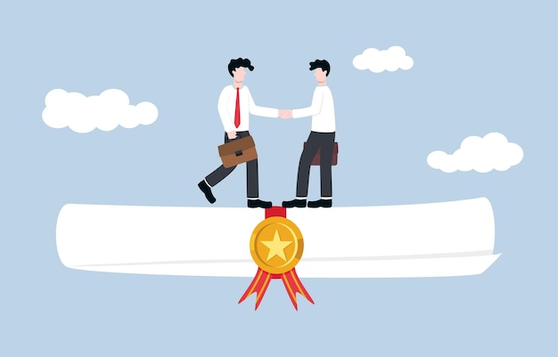 Skills Assessments: Why Are They Critical? How Can You Deploy Them in Your Workplace? 6 Having job certificate to gain contractconcept. businessman handshake client on big job certificate.