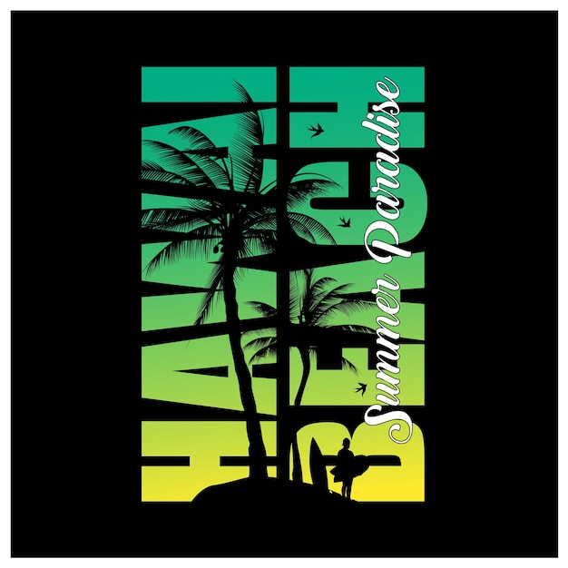 Hawai strand zomerparadijs grafisch t-shirtontwerp