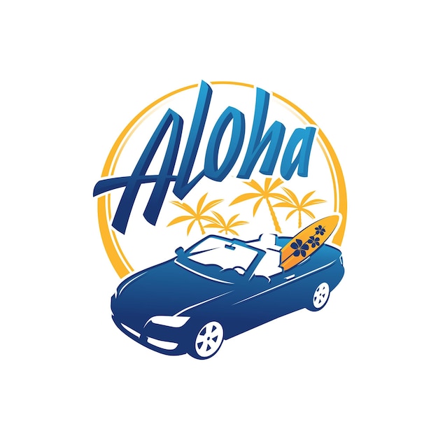 Vector hawaian car premium logo vector