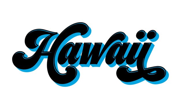 Vettore hawaii hand lettering design calligraphy vector hawaii text vector trendy typography design