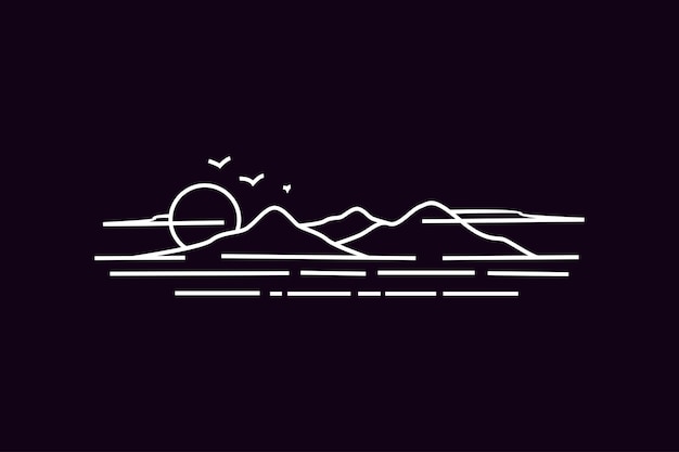 Hawaii Island Mountain and Sea logo-ontwerpinspiratie