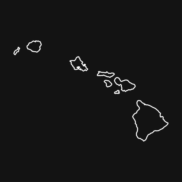 Vettore mappa delle hawaii su sfondo nero