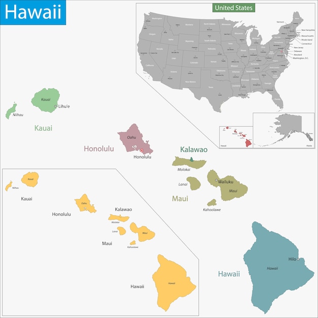 ベクトル ハワイの地図