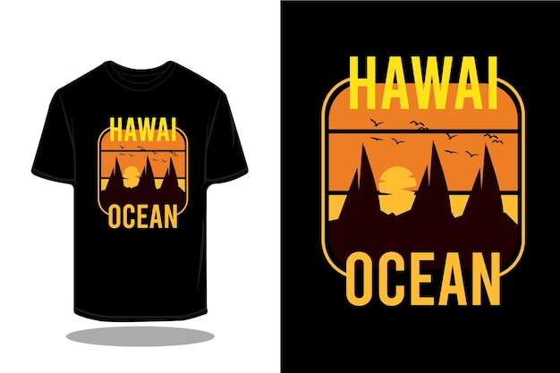 Design retrò t-shirt silhouette oceano hawaii