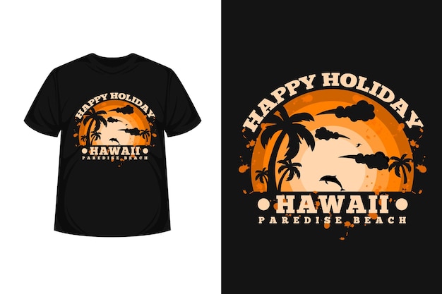 Hawaii paredise beach merchandise silhouette t shirt design