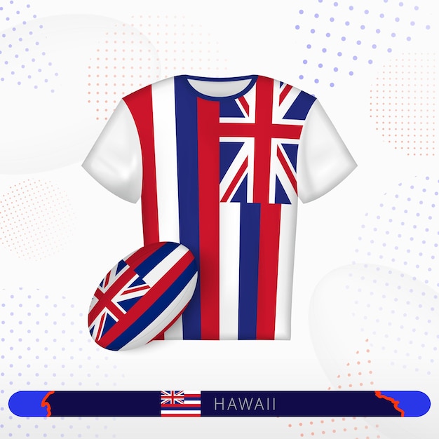 Vector hawaii rugby jersey with rugby ball of hawaii on abstract sport background