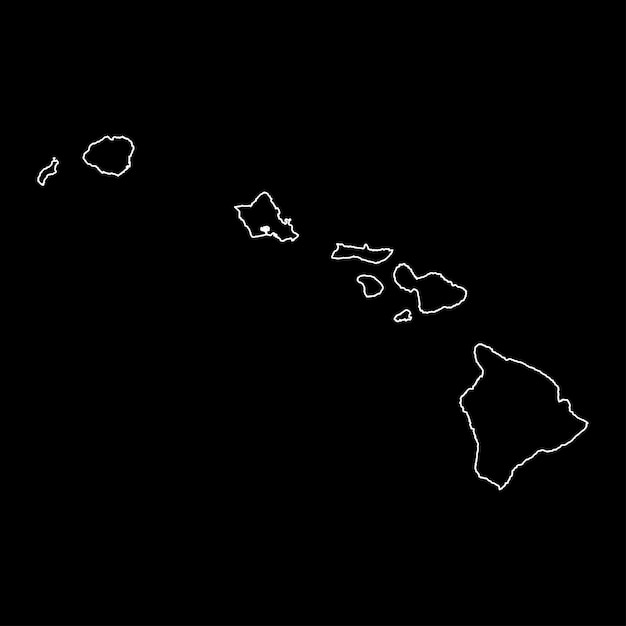 Vettore mappa dello stato delle hawaii con le isole illustrazione vettoriale