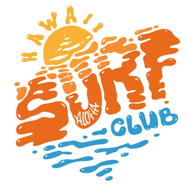 Vector hawaii surf club zomer tshirt ontwerp