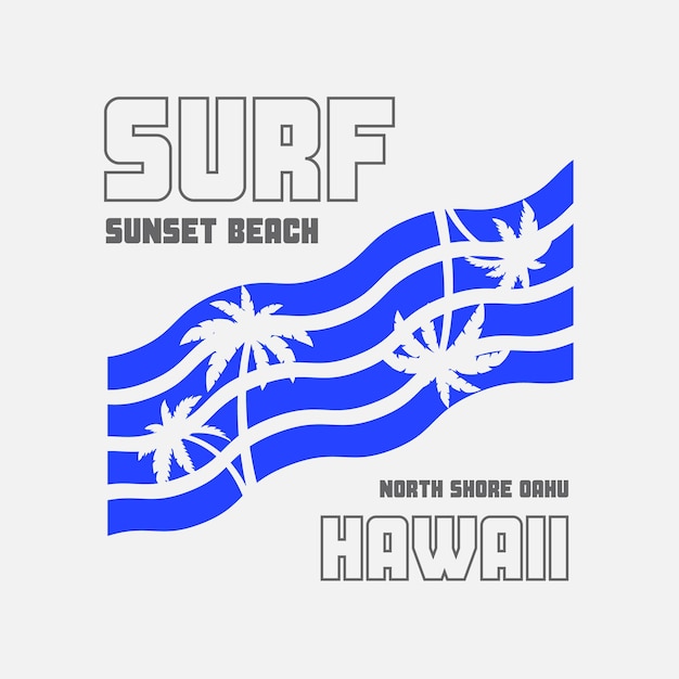 Hawaii surfillustratie en typografie perfect voor t-shirts, hoodies, prints enz