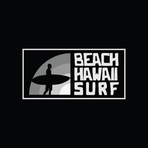 ハワイ サーフィン イラスト タイポグラフィ。 T シャツのデザインに最適