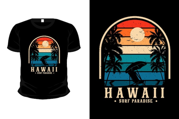Hawaii surfparadijs merchandise silhouet mockup t-shirtontwerp