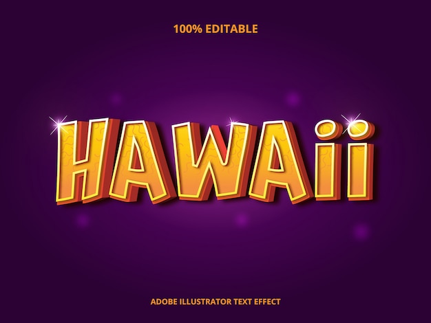 Hawaii tekst, bewerkbaar lettertype-effect