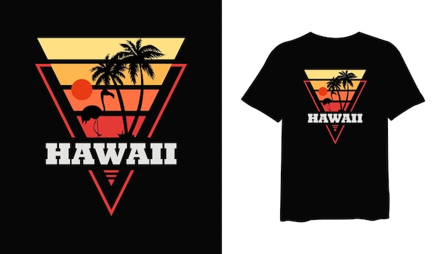 Hawaii with tropical palm vector illustration t shirt mockup design