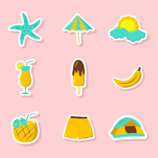 Vector hawaii zomer sticker collectie