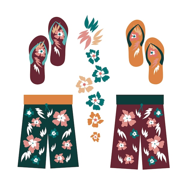 Hawaiian Aloha Shirts Man instellen Platte vectorillustratie