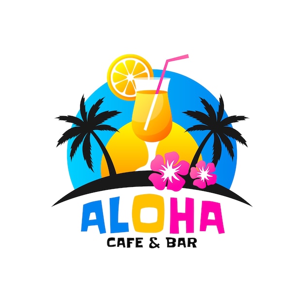 Modello di progettazione del logo del bar hawaiano