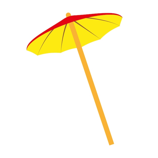 Hawaiian cocktail umbrella isolated on white Yellow bottom and red top Vector EPS10