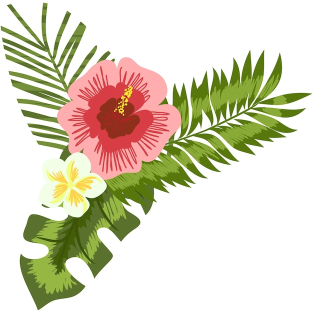 Hawaiian flower vector exotic summer cartoon icon