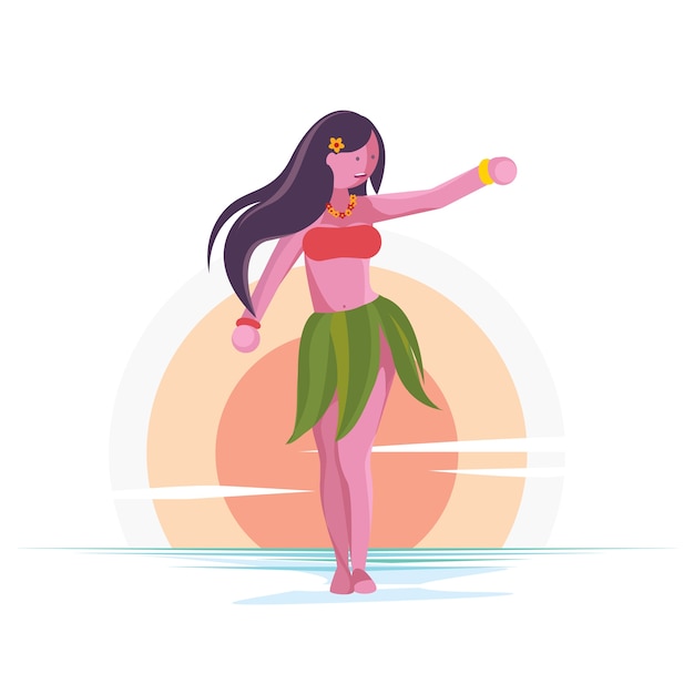 Vector hawaiian hula dancer pretty woman