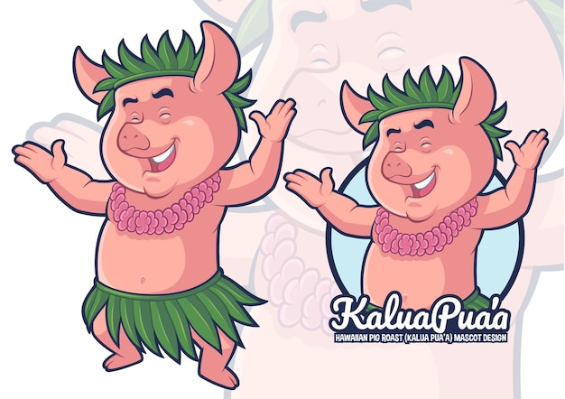 Disegno mascotte arrosto di maiale hawaiano