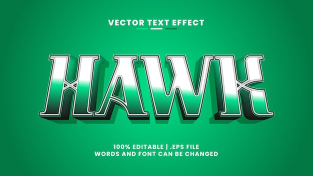 Hawk 3d editable text effect in simple and modern text style