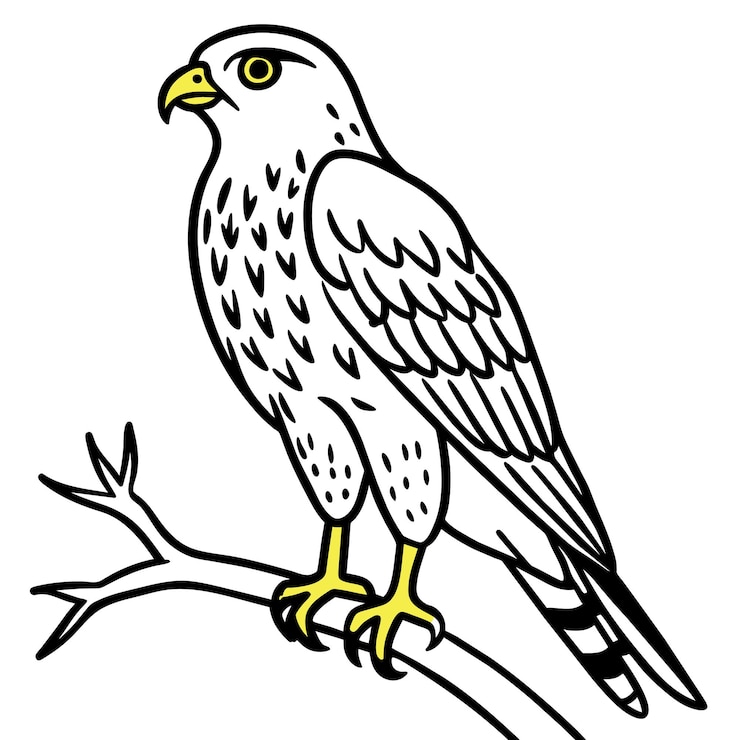Vector hawk bird coloring book page vector illustration 26