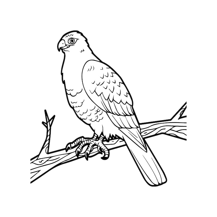 Vector hawk coloring pages hawk bird outline vector for coloring book