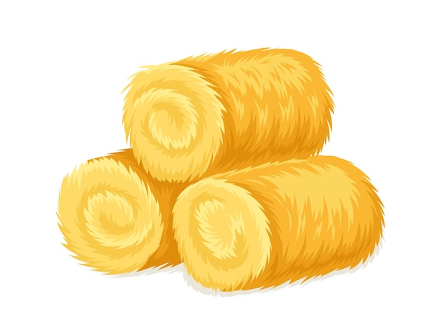 Haystack yellow concept Agriculture and farming Harvest and crop in rolls Feed for domestic cattle Poster or banner Cartoon flat vector illustration isdolated on white background