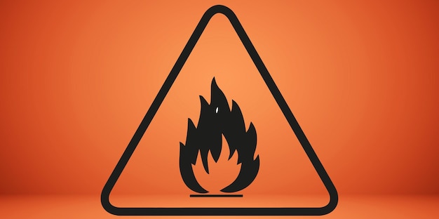 Hazard sign, fire sign on transparent background.