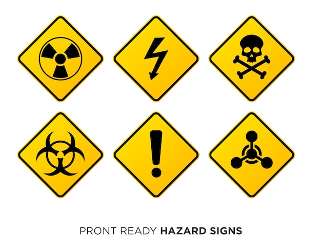 Vector hazard signs print ready vector