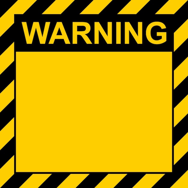 Vector hazard warning industrial plate yellow black stripes warning template