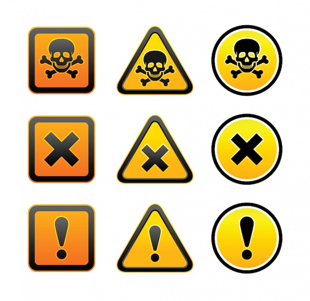 Vector hazard warning signals set