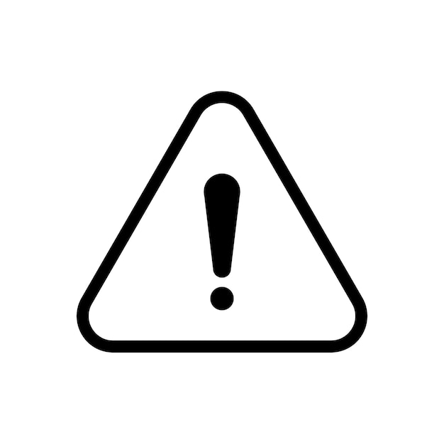 벡터 위험 경고 기호입니다. 웹, 인쇄, 앱 및 인터페이스에 대한 흰색 배경에 격리된 벡터 경고 아이콘, 위험 표시, 문제 아이콘.