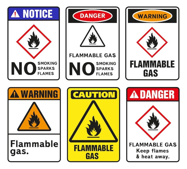 Vector hazardous combustible materials label