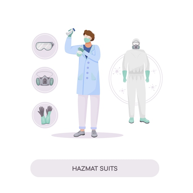 Vector hazmat suits flat concept