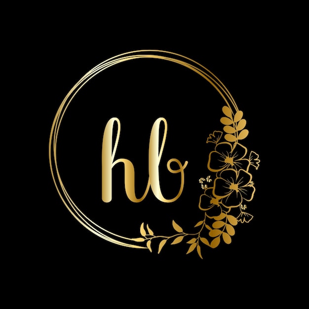 Hb eerste logo bruiloft handschrift logo vector sjabloon