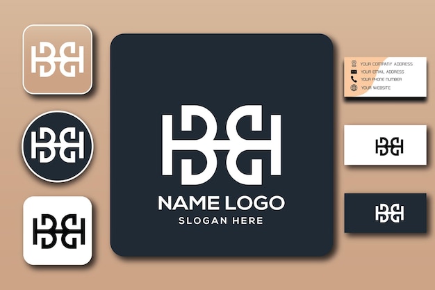 Vector hb monogram logo template color editable