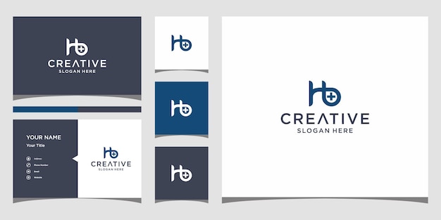 HB plus medisch logo-ontwerp met sjabloon voor visitekaartjes