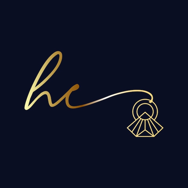 HC initial logo Wedding handwriting jewelry logo vector template