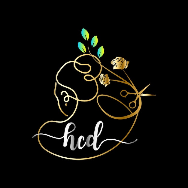 Ногти с логотипом HCD Monograms, векторный шаблон Luxury Cosmetics Spa Beauty